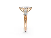 5 Stone Engagement Ring Setting for Marquise Center with Graduated Accents and Prong Head in Rose Gold
