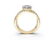 Solitaire Engagement Ring Setting for Princess Cut Center with Wide-Open Split Shank and Prong Head in Yellow Gold