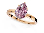 Solitaire Engagement Ring Setting for Fancy Pink Pear-Shaped Center with Thin Rounded Plain Band and Prong Head in Rose Gold