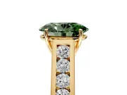 Solitaire Engagement Ring Setting for Fancy Green Oval Center with Cathedral Channel Band and Prong Head in Yellow Gold