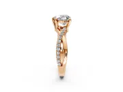 Solitaire Engagement Ring Setting for Heart-Shaped Center with Half-Pave Crossover Band and Prong Head in Rose Gold