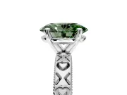 Solitaire Engagement Ring Setting for Fancy Green Oval Center with XO Engraved Band and Prong Head in Platinum