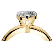 Solitaire Engagement Ring Setting for Heart-Shaped Center with Wire Band and Prong Head in Yellow Gold