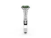 Solitaire Engagement Ring Setting for Fancy Green Radiant Cut Center with Channel Band and Double Claw Prong Head in Platinum