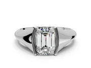 Tension Engagement Ring Setting for Emerald Cut Center with Wide Tapered Band and Tension Head in Sterling Silver