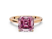 Solitaire Engagement Ring Setting for Fancy Pink Asscher Cut Center with Narrow Cathedral Band and Prong Head in Rose Gold