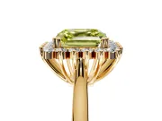 Starburst Halo Engagement Ring Setting for Fancy Yellow Asscher Cut Center with Thin Round-Wire Band and Prong Head in Yellow Gold