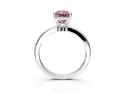 Solitaire Engagement Ring Setting for Fancy Pink Radiant Cut Center with Plain Band and Tulip Prong Head in Sterling Silver