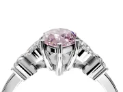 Floral Engagement Ring Setting for Fancy Pink Marquise Center with Marquise Cluster Shoulders and Prong Head in White Gold