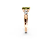 5 Stone Engagement Ring Setting for Fancy Yellow Emerald Cut Center with Plain Band and Prong Head in Rose Gold