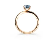 Solitaire Engagement Ring Setting for Fancy Blue Oval Center with Fine Pave Band and Prong Head in Rose Gold
