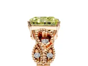 Leaf Engagement Ring Setting for Fancy Yellow Radiant Cut Center with Milgrain Accent Band and Prong Head in Rose Gold