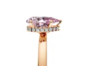 Hidden Halo Engagement Ring Setting for Fancy Pink Pear-Shaped Center with Plain Band and Tall Prong Head in Rose Gold