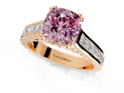 Solitaire Engagement Ring Setting for Fancy Pink Cushion Cut Center with Channel Band and Double Claw Prong Head in Rose Gold