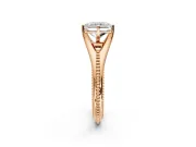 Solitaire Engagement Ring Setting for Radiant Cut Center with Milgrain Cathedral Band and Prong Head in Rose Gold
