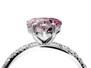 Solitaire Engagement Ring Setting for Fancy Pink Heart-Shaped Center with Micro Pave Band and Prong Head in Platinum