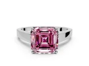 Solitaire Engagement Ring Setting for Fancy Pink Asscher Cut Center with Tapered Split Shoulders and Prong Head in Platinum