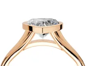 Solitaire Engagement Ring Setting for Heart-Shaped Center with V Split Shank and Bezel Head in Rose Gold