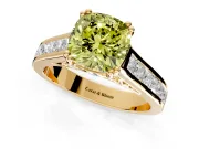 Solitaire Engagement Ring Setting for Fancy Yellow Cushion Cut Center with Channel Band and Double Claw Prong Head in Yellow Gold