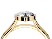 Solitaire Engagement Ring Setting for Oval Center with V Split Shank and Bezel Head in Yellow Gold
