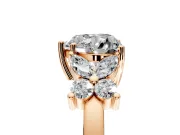 Floral Engagement Ring Setting for Heart-Shaped Center with Marquise Cluster Shoulders and Prong Head in Rose Gold