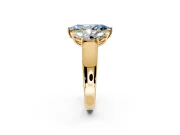 3 Stone Engagement Ring Setting for Fancy Blue Marquise Center with Raised Basket Heads and Prong Head in Yellow Gold