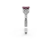 Solitaire Engagement Ring Setting for Fancy Pink Emerald Cut Center with Marquise and Bezel Accents and Prong Head in White Gold