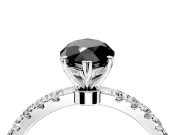 Open Basket Engagement Ring Setting for Fancy Black Marquise Center with Pave Band and Prong Head in Sterling Silver