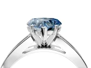 Solitaire Engagement Ring Setting for Fancy Blue Heart-Shaped Center with Princess Cut Channel Band and Prong Head in White Gold