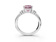 Solitaire Engagement Ring Setting for Fancy Pink Princess Cut Center with Grooved Bar Accent Band and Prong Head in White Gold