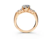 Cluster Engagement Ring Setting for Heart-Shaped Center with Round Cut Accent Frame and Prong Head in Rose Gold