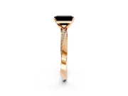 Side Accent Engagement Ring Setting for Fancy Black Emerald Cut Center with Accent Shoulders and Prong Head in Rose Gold