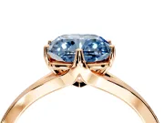 Solitaire Engagement Ring Setting for Fancy Blue Cushion Cut Center with Plain Split Shank and Prong Head in Rose Gold