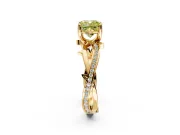 Solitaire Engagement Ring Setting for Fancy Yellow Cushion Cut Center with Pave and Plain Crossover Band and Prong Head in Yellow Gold