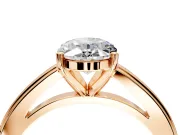 Solitaire Engagement Ring Setting for Oval Center with Flat-Sided Plain Band and Prong Head in Rose Gold
