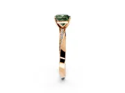 Side Accent Engagement Ring Setting for Fancy Green Cushion Cut Center with Accent Shoulders and Prong Head in Rose Gold