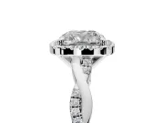 Halo Engagement Ring Setting for Cushion Cut Center with Pave and Plain Twist Band and Prong Head in Platinum