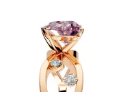 Solitaire Engagement Ring Setting for Fancy Pink Heart-Shaped Center with Criss-Cross Accent Band and Prong Head in Rose Gold
