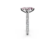 Solitaire Engagement Ring Setting for Fancy Pink Marquise Center with Milgrain-Edged Pave Band and Prong Head in Sterling Silver