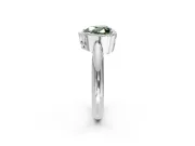 Halo Engagement Ring Setting for Fancy Green Heart-Shaped Center with Tapered Plain Band and Prong Head in White Gold
