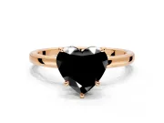 Hidden Halo Engagement Ring Setting for Fancy Black Heart-Shaped Center with Plain Band and Tall Prong Head in Rose Gold