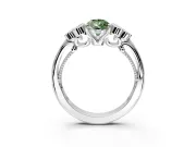 Cluster Engagement Ring Setting for Fancy Green Pear-Shaped Center with Bezel Accent Clusters and Prong Head in White Gold