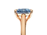 Solitaire Engagement Ring Setting for Fancy Blue Radiant Cut Center with Cathedral Band and Prong Head in Rose Gold