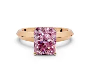 Solitaire Engagement Ring Setting for Fancy Pink Radiant Cut Center with Wide Knife Ridge Band and Prong Head in Rose Gold