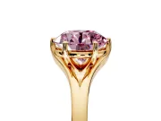 Solitaire Engagement Ring Setting for Fancy Pink Round Cut Center with Plain Split Shank and Prong Head in Yellow Gold