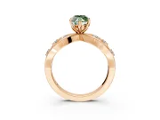 Solitaire Engagement Ring Setting for Fancy Green Marquise Center with Criss-Cross Accent Band and Prong Head in Rose Gold
