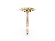 Halo Engagement Ring Setting for Fancy Yellow Marquise Center with Pave Accents, Heart Basket and Prong Head in Rose Gold
