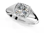 Tension Engagement Ring Setting for Cushion Cut Center with Wide Tapered Band and Tension Head in Platinum