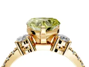 3 Stone Engagement Ring Setting for Fancy Yellow Heart-Shaped Center with Round Cut Side Accents and Prong Head in Yellow Gold