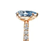 Solitaire Engagement Ring Setting for Fancy Blue Pear-Shaped Center with Pave Accents and Prong Head in Rose Gold
